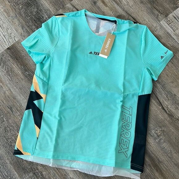 Adidas Terrex Blue Parley Agravic Pro Short Sleeve Athletic Tee Size XL NWT - Picture 1 of 5